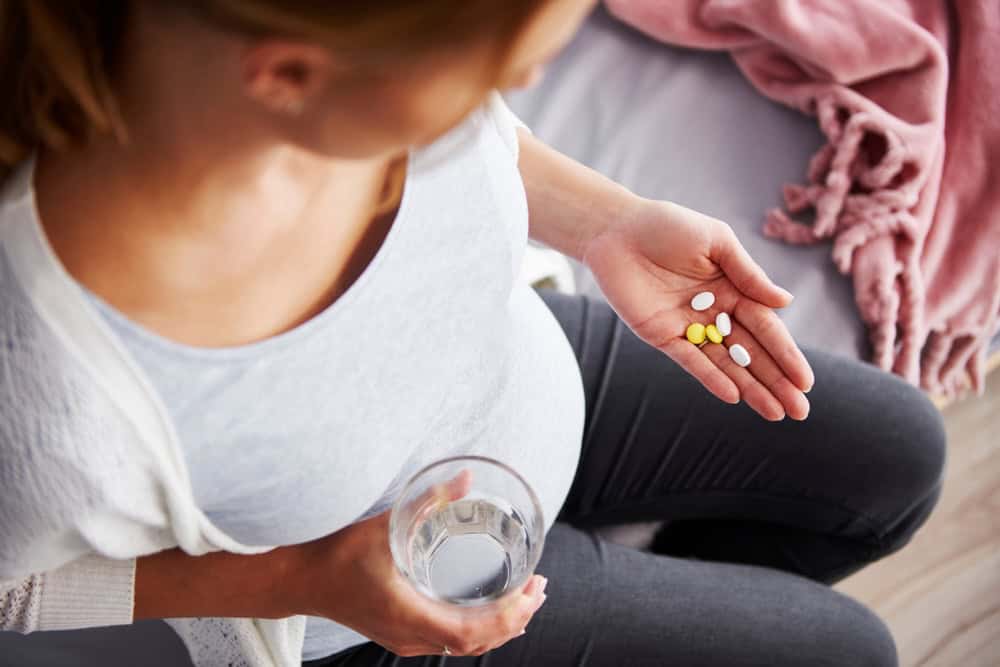 A young pregnant woman taking trazodone
