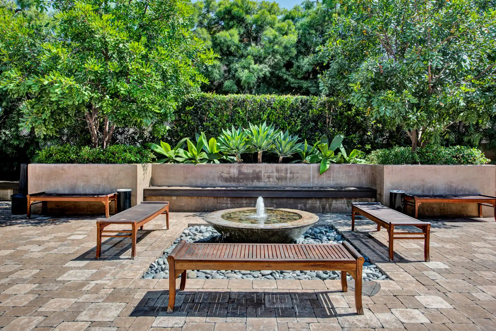 Addiction Treatment fountain courtyard at Lighthouse Treatment in Orange County, CA