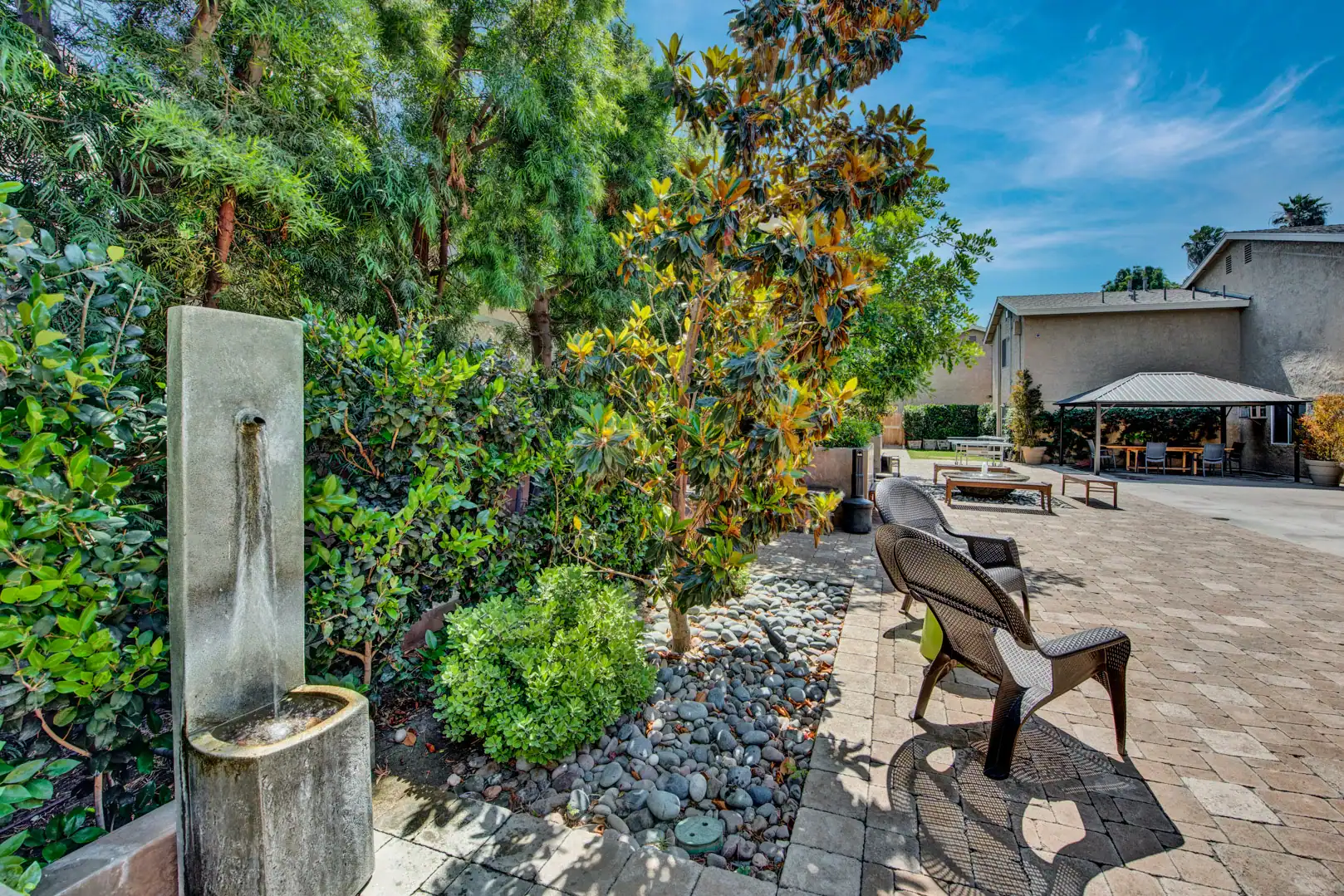 Addiction Treatment tranquility fountain at Lighthouse Treatment in Orange County, CA