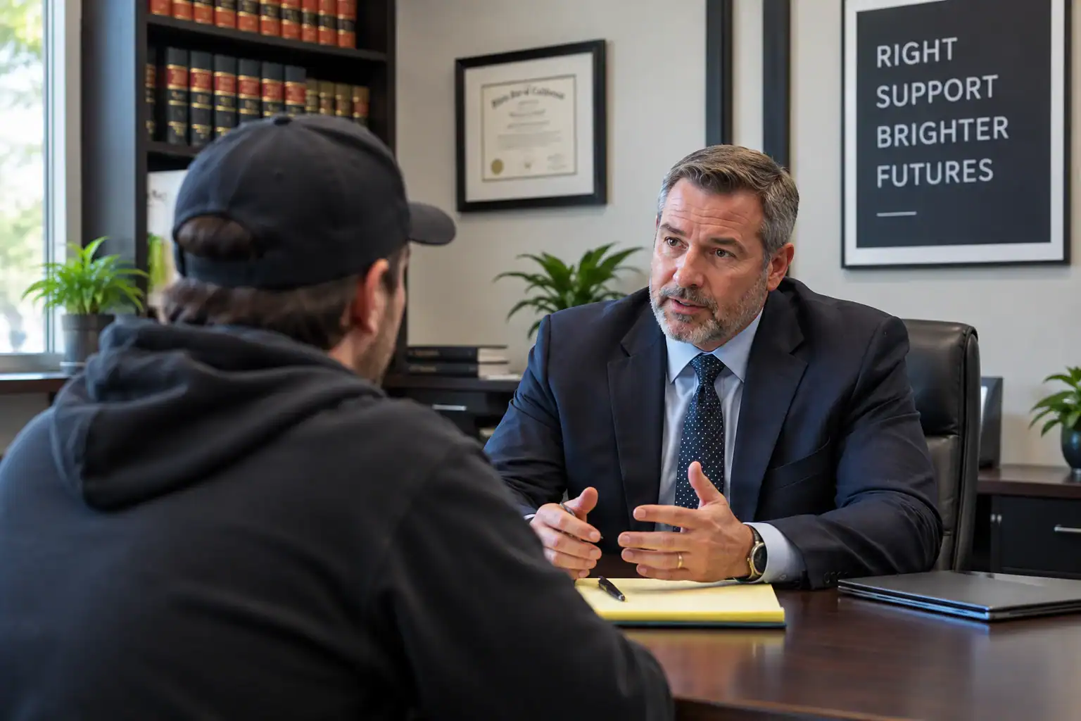 Client meeting with an attorney about an alternative sentencing program in Orange County, CA