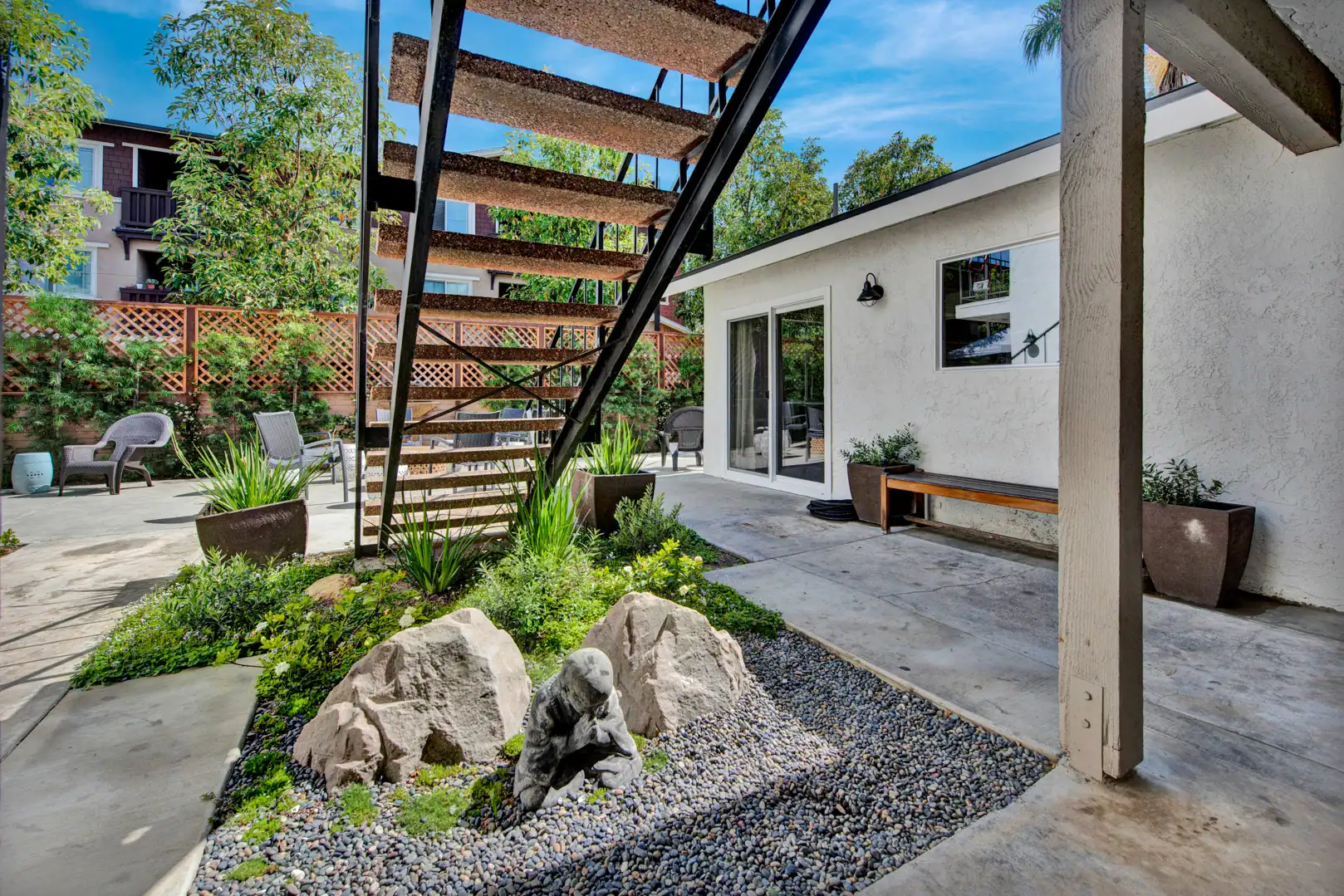 Drug Rehab rock garden walkway at Lighthouse Treatment in Orange County, CA