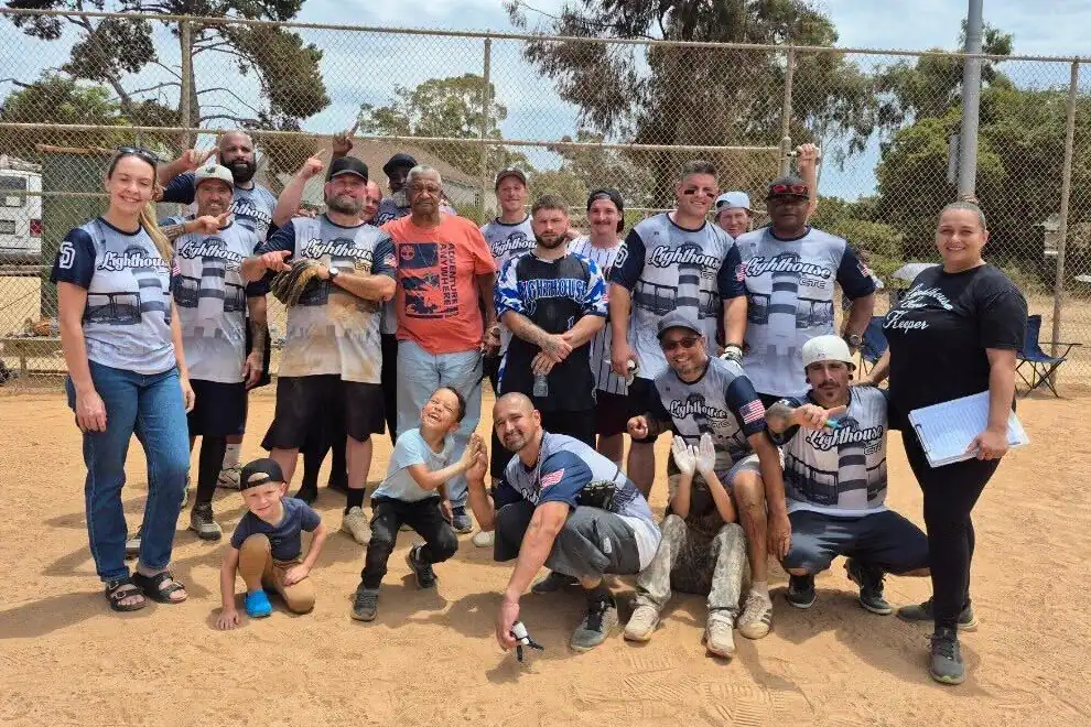 Lighthouse San Diego rehab alumni gathered for a softball game