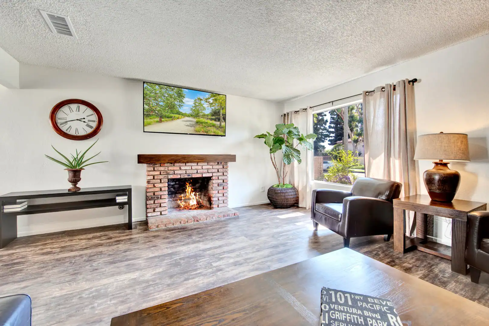 Outpatient Rehab fireplace lounge at Lighthouse Treatment in Orange County, CA