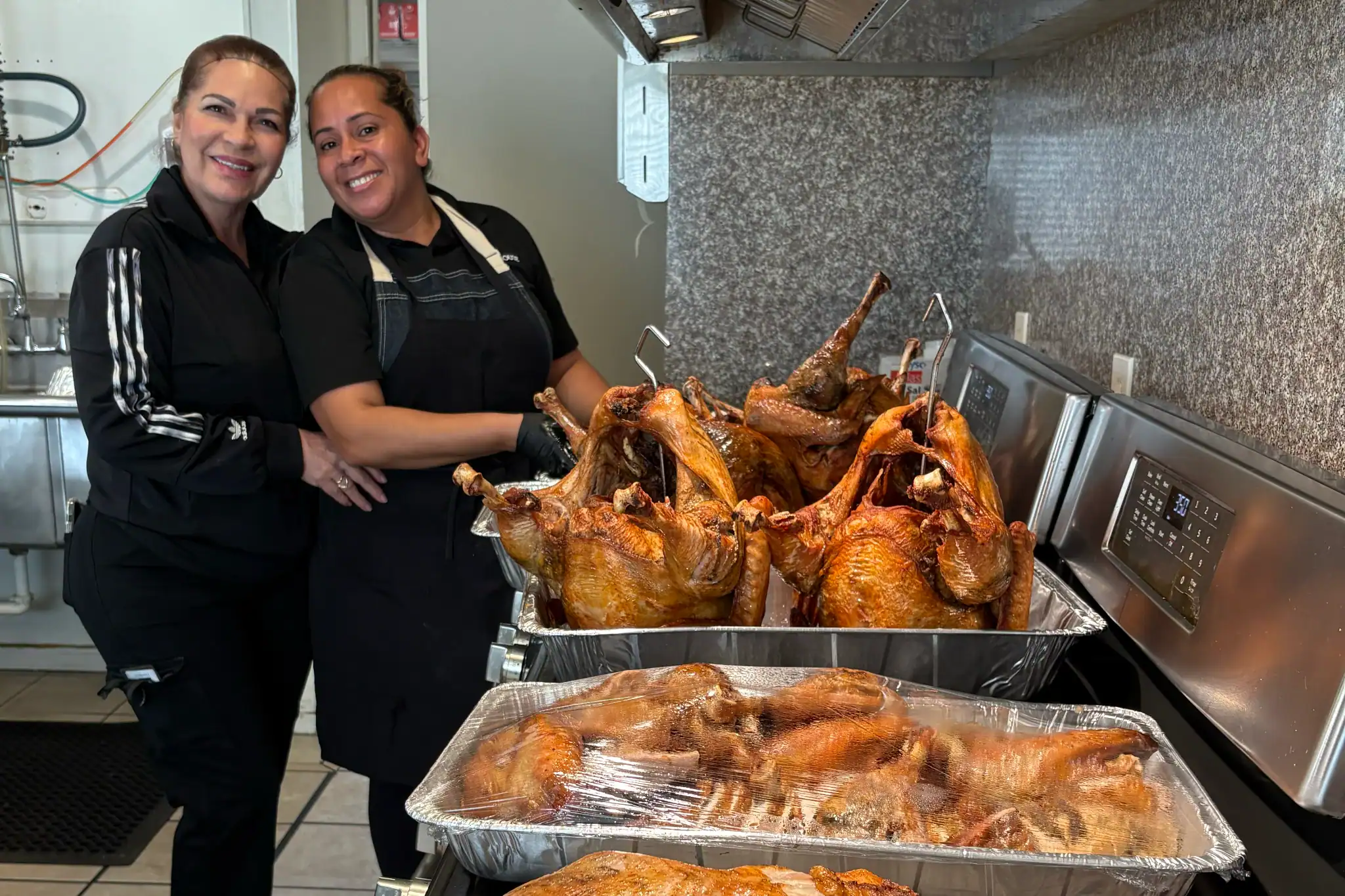 Kitchen staff preparing a holiday meal at Lighthouse rehab center in Orange County, CA