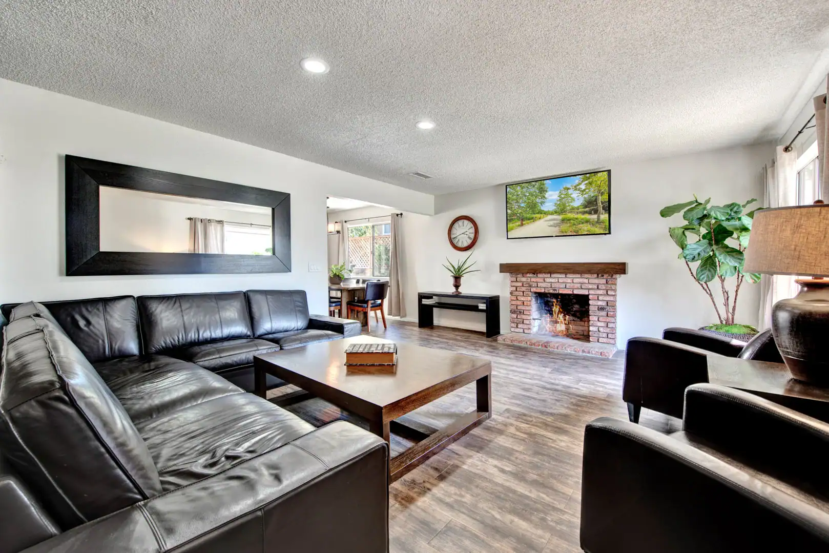 Residential Treatment living room fireplace at Lighthouse Treatment in Orange County, CA