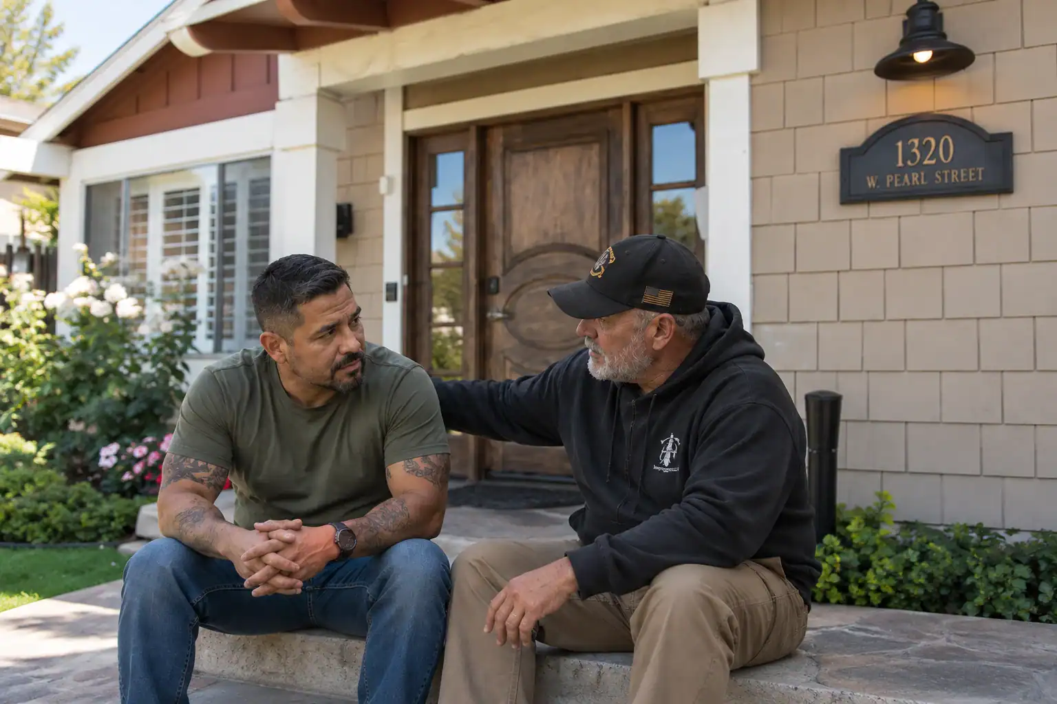 Veterans sharing one-on-one peer support at veterans rehab in Orange County, CA